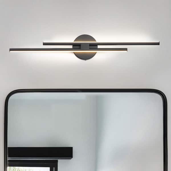 EDISLIVE Bourget 31 in. 2-Light Black LED Vanity Light Bar with 3000K for Bathroom, Bedroom, Living Room