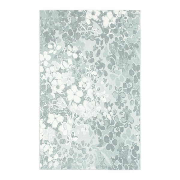 Mohawk Home Stamped Floral Slate 2 ft. x 3 ft. Machine Washable Area Rug
