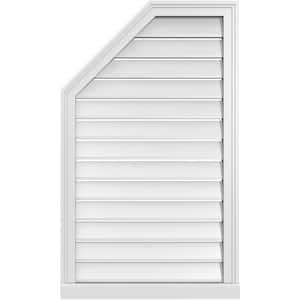 24 in. x 40 in. Octagonal Surface Mount PVC Gable Vent: Functional with Brickmould Sill Frame