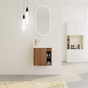 20 in. W x 10 in. D x 21.3 in. H Plywood Floating Bathroom Vanity,White Resin Top,Single Sink, Soft-Close Door, Walnut