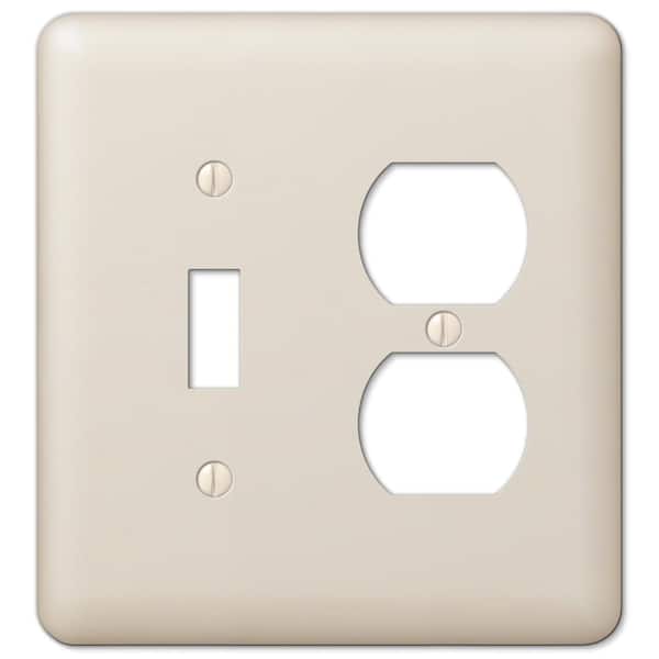 AMERELLE Declan 2 Gang 1-Toggle and 1-Duplex Steel Wall Plate - Almond