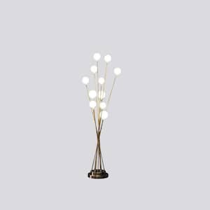 46 in. Gold 11-Light Metal Standard Floor Lamp for Living Room with Acrylic Shade