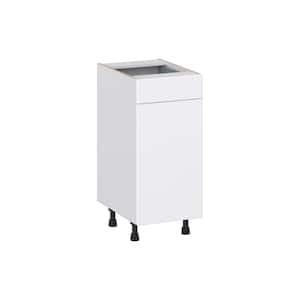Fairhope Bright White Slab Assembled Vanity Base Cabinet with 1 Drawer (15 in. W x 34.5 in. H x 21 in. D)