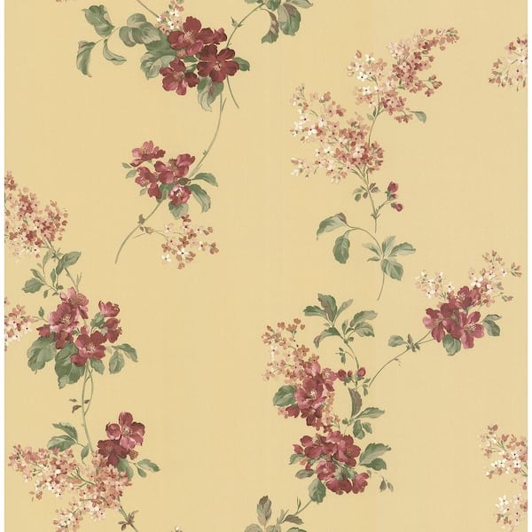 Brewster Madison Yellow Floral Trail Wallpaper Sample