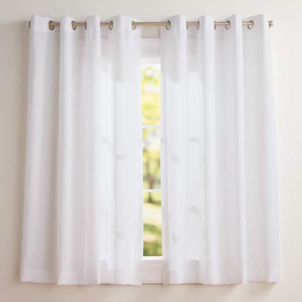 EXCLUSIVE HOME Loha Winter White Solid Light Filtering Grommet Top Curtain, 54 in. W x 63 in. L (Set of 2)