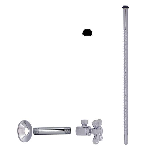 Westbrass 1/2 in. IPS x 3/8 in. O. D. x 15 in. Corrugated Supply Kit with Cross Handle, Polished Chrome