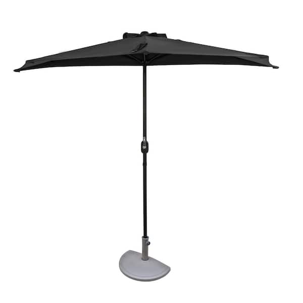 Island Umbrella Lanai 9 ft. Polyester Half Market Patio Umbrella in Slate Grey