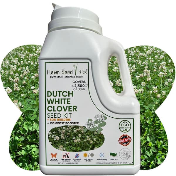 Flawn Seed Kits Dutch White Clover Flower Lawn Seed Kit, Easy Spread Shaker,Low Maintenance,Alt Ground Cover, Covers up to 2,500 sq. ft.