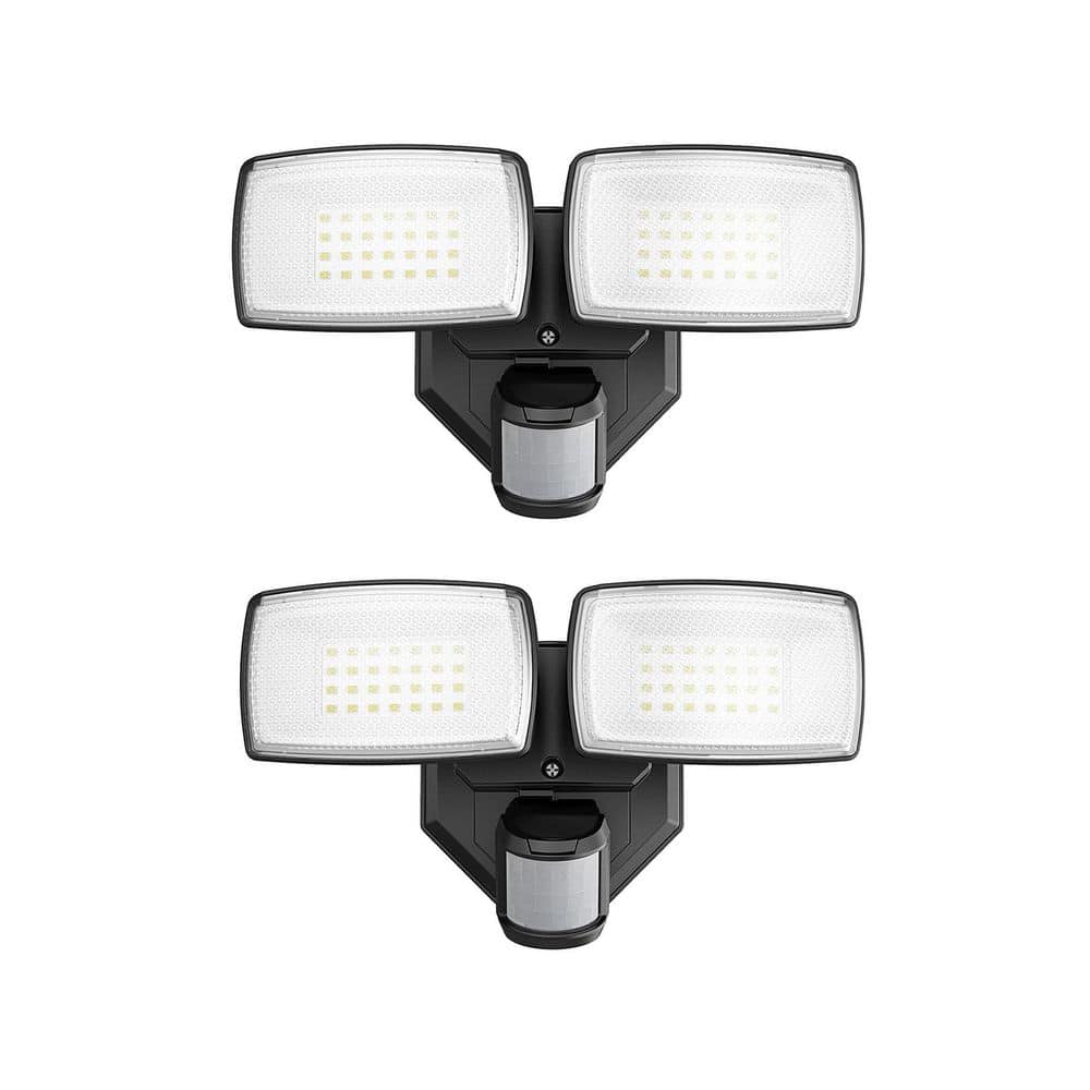 32-Watt Hardwired Dual-Head Motion Sensing Dusk to Dawn 3200 Lumen 6500K LED Flood Light IP65 Waterproof Black 2 Pack price history on PriceWatchPro