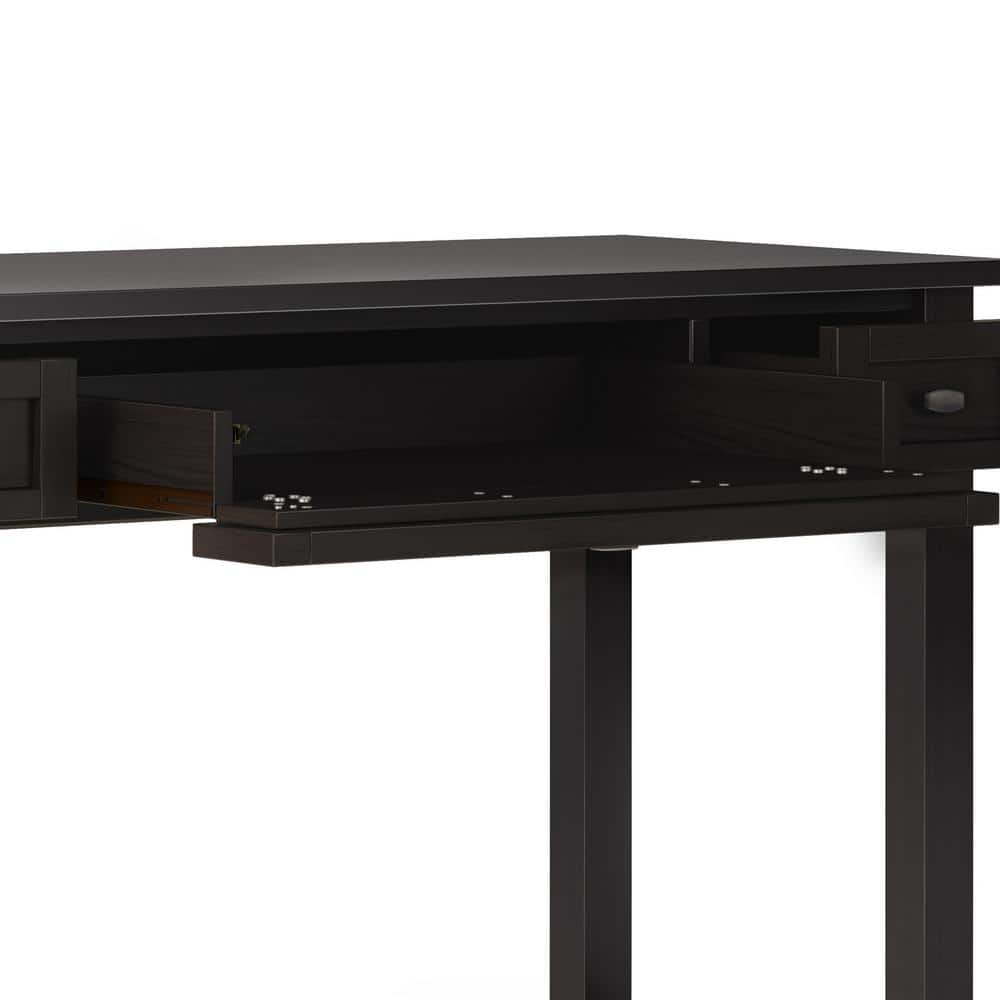 Hickory Brown Solid Wood Desk with Keyboard Tray and Drawers