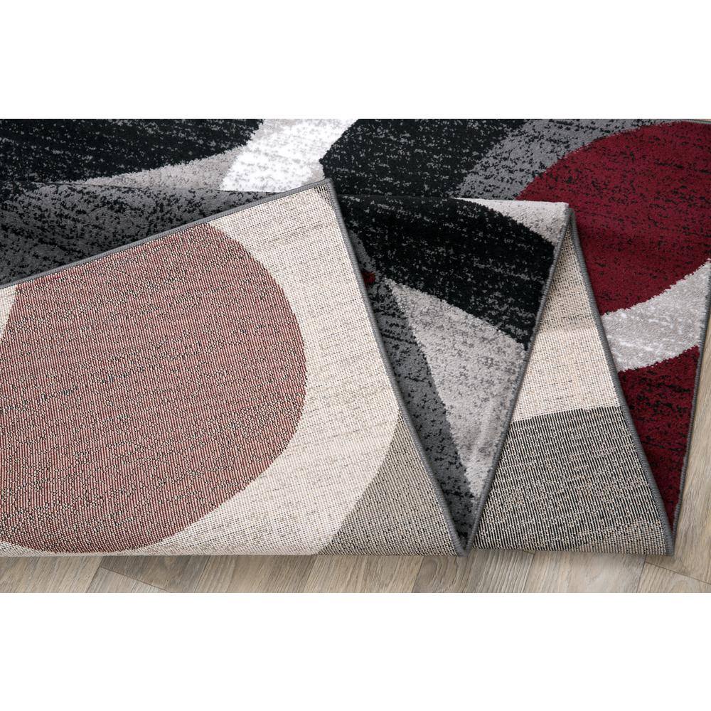 Red and Gray Geometric Circles 6' x 9' Synthetic Area Rug