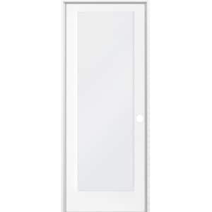 24 in. x 80 in. 1-Lite Satin Etch Solid Core MDF Primed Left-Hand Single Prehung Interior Door