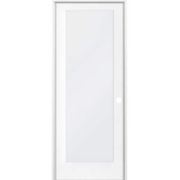 Krosswood Doors 24 in. x 80 in. 1-Lite Satin Etch Solid Core MDF Primed Left-Hand Single Prehung Interior Door