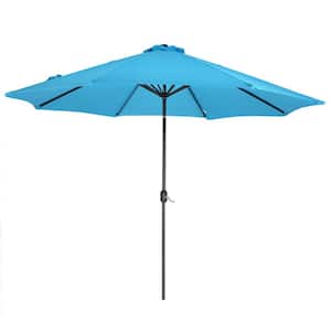 11 ft.Steel Metal Market Crank and Tilt Patio Umbrella in Blue