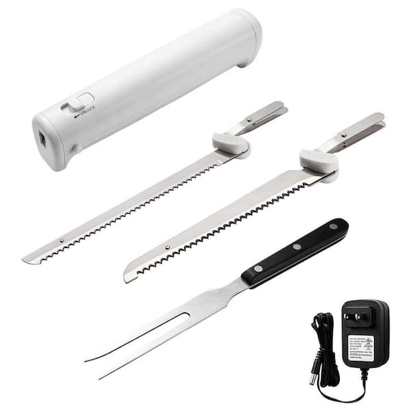 Stainless Steel Electric Carving Knife with Cordless Rechargeable Handle for Meat, Poultry, Bread
