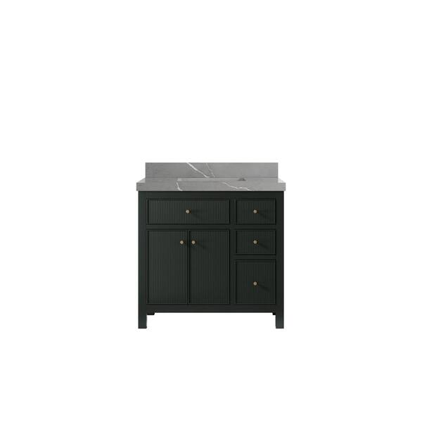 Willow Collections Sonoma 36 in. W x 22 in.D x 36 in. H Single Sink Bath Vanity Center in Dark Green with 2 in.Piatra Quartz Top