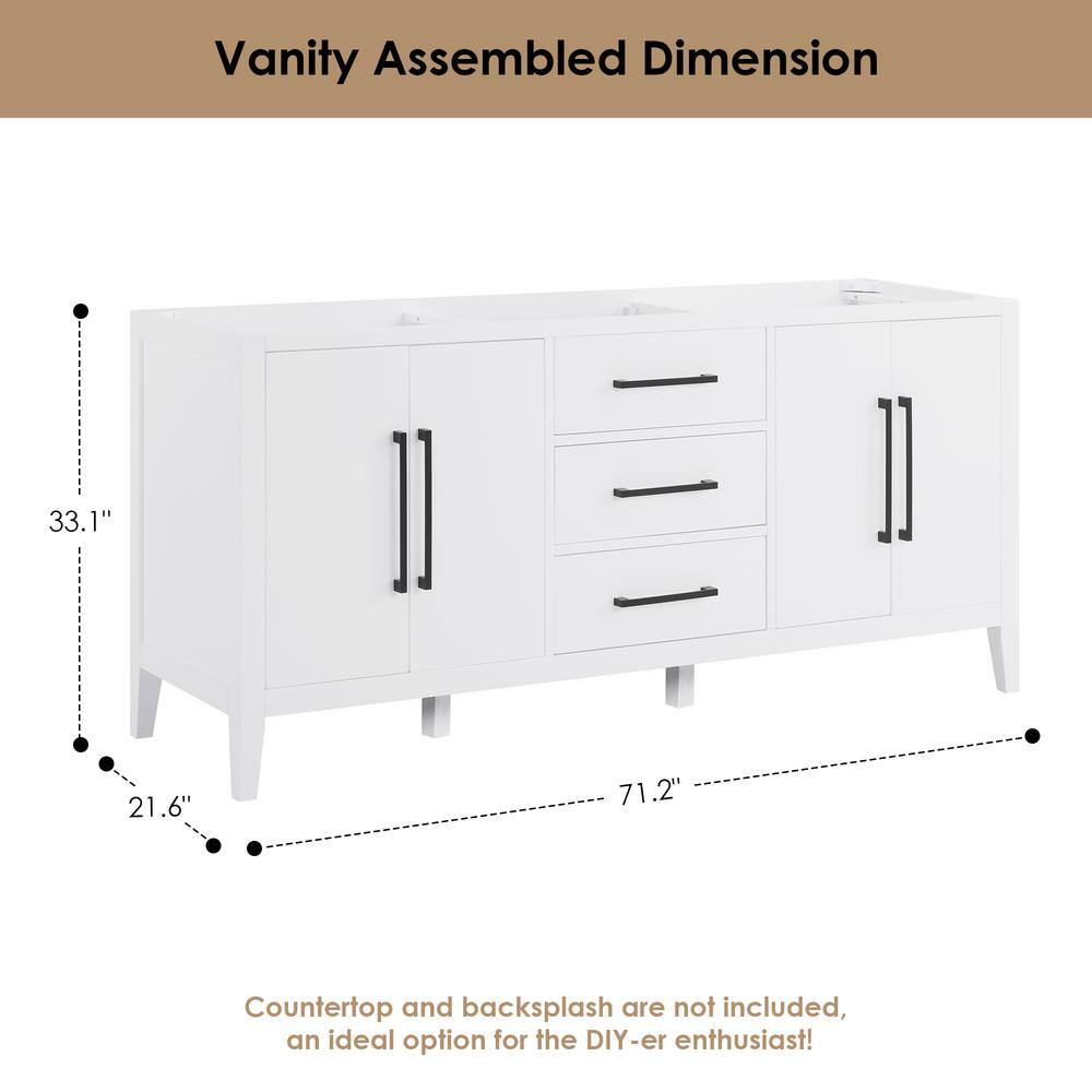 Laurel 72" White Wood Double Bathroom Vanity Base