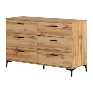 Musano Nordik Oak 6 Drawers width 20 in Double Dresser, without mirror