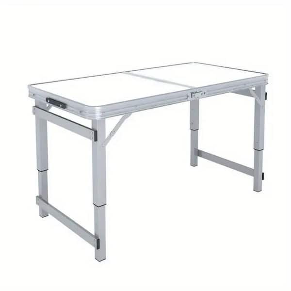 Unbranded 47 in. Beige Rectangle Outdoor Aluminum Portable Folding Picnic Table