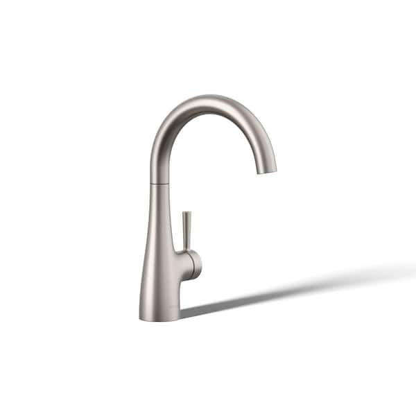 Transitional Single Handle Beverage Faucet in Vibrant Stainless Steel