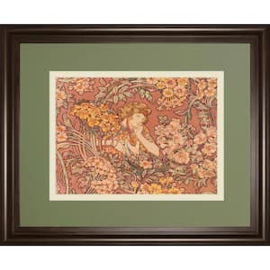 "Redhead Among Flowers" By Alphonse Mucha Framed Print Nature Wall Art 34 in. x 40 in.