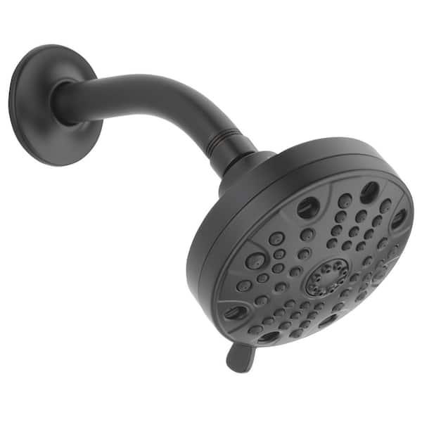 Peerless 5-Spray Patterns 1.5 GPM 4.31 in. Wall Mount Fixed Shower Head in Matte Black
