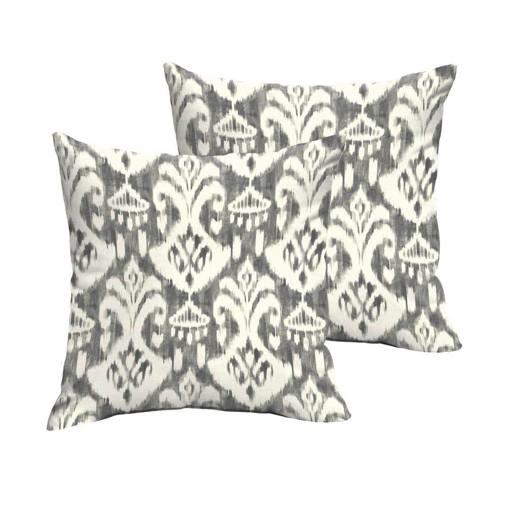 Rivoli Graphite Square Outdoor Throw Pillow (2-Pack)
