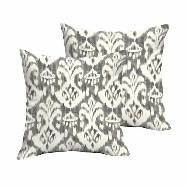 SORRA HOME Rivoli Graphite Square Outdoor Throw Pillow (2-Pack)