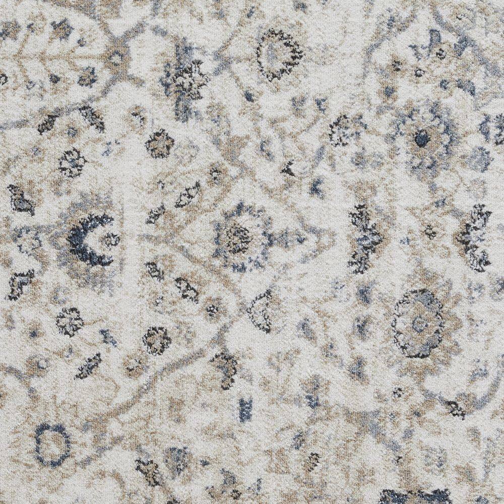 Blue Blossom Border 9' x 12' Synthetic Easy-Care Area Rug