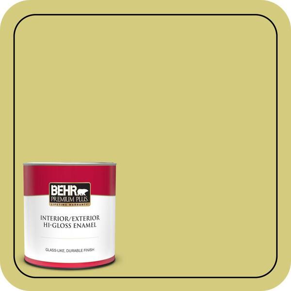 BEHR PREMIUM PLUS 1 qt. #P350-4 Spring Grass Hi-Gloss Enamel Interior/Exterior Paint & Primer