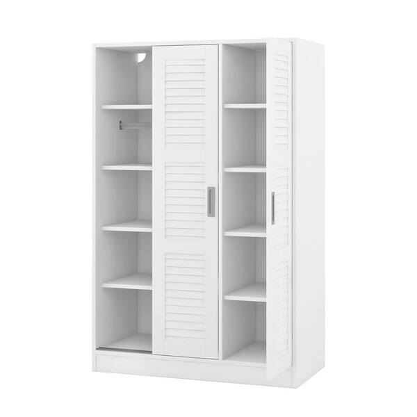 Cathkin 71H Wardrobe Closet with Hanging Rod, Cabinet with 2 Drawers & 2 Shelves, Sliding Door Gracie Oaks Color: White