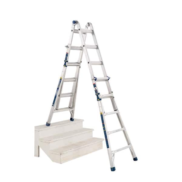 Werner - 22 ft. Reach Aluminum 5-in-1 Multi-Position Pro Ladder with Powerlite Rails 375 lbs. Load Capacity Type IAA Duty Rating