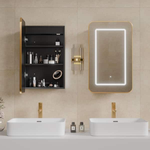 24 in. W x 32 in. H Rectangular Aluminum Framed Recessed/Surface Mount LED Medicine Cabinet with Mirror