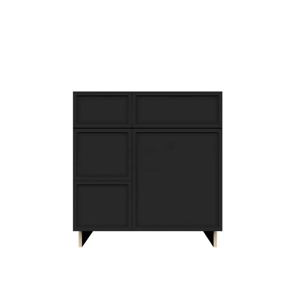 Slim Shaker 30 in. Sink Base Bath Vanity Cabinet without Top with 2 Left Drawers in Black Assembled price history on PriceWatchPro