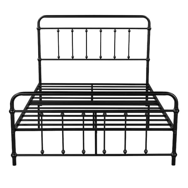 Z-joyee Metal Black Full Size Platform Bed with Headboard and Footboard