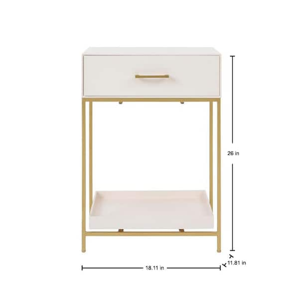 Fendale 1 Drawer Ivory Wood Nightstand (18.11 in W. X 26 in H.)