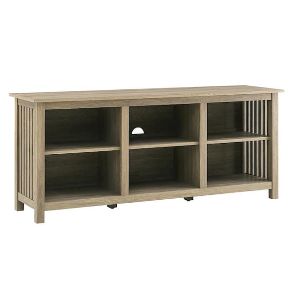 58 in. Mission Transitional Driftwood Wood TV Stand with Cable Management (Max TV Size 65 in.)