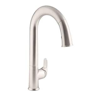 Sensate Single-Handle Touchless Pull Down Sprayer Kitchen Faucet in Vibrant Stainless with DockNetik and Sweep Spray