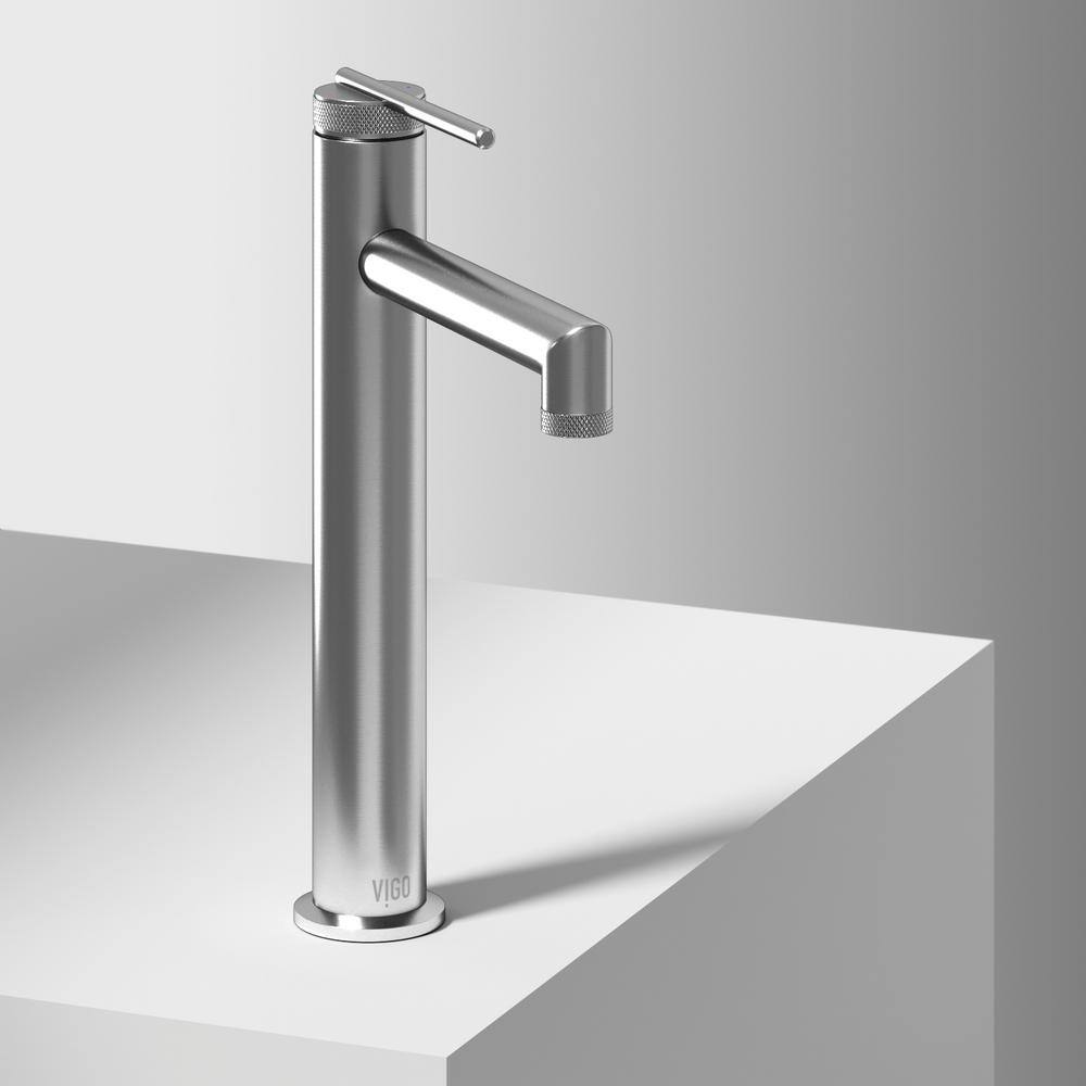 Sterling Vessel Bathroom Faucet with Diamond Knurling in Brushed Nickel