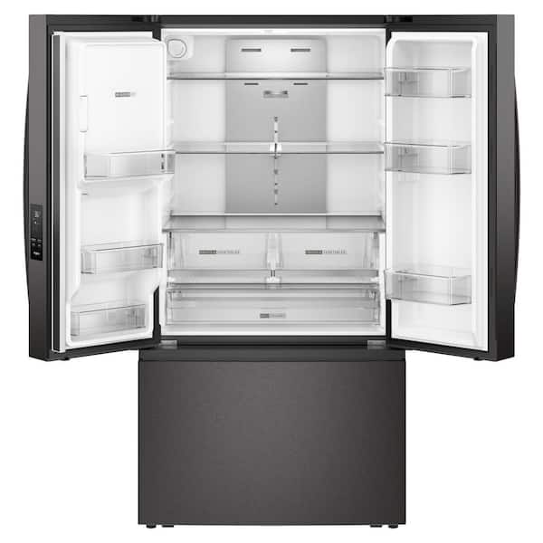 36 in. 30 cu. ft. Freestanding French Door Refrigerator in Print Resist Black-Stainless with Dual Ice Makers