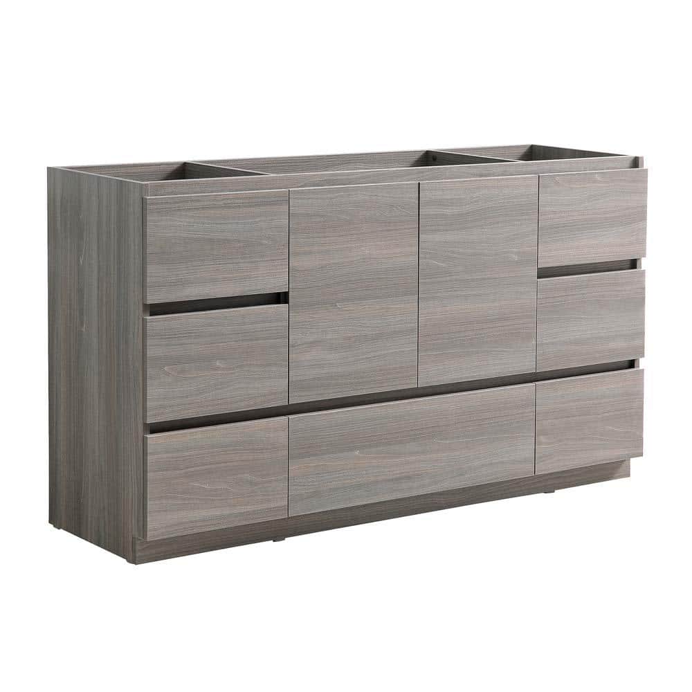Lazzaro 60" Gray Solid Wood Freestanding Bathroom Vanity Cabinet