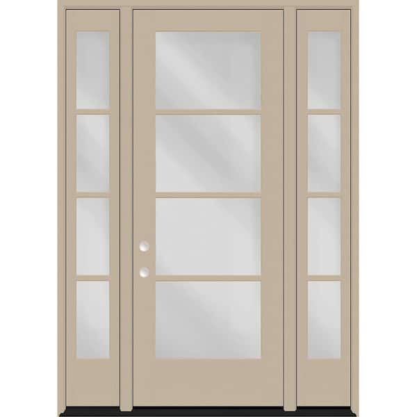 Steves & Sons Legacy 64in.x96in. Icon 4-Lite Modern Clear Glass RHIS Sandstn Fiberglass Prehung Front Door w/ 2-12in. SL 6-9/16in.Jamb