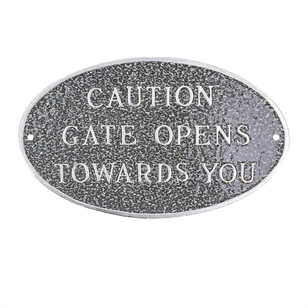 10 in. x 18 in. Large Oval Caution Gate Opens Towards You Statement Plaque Sign - Swedish Iron price history on PriceWatchPro