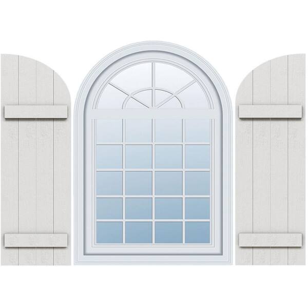 Ekena Millwork Timberthane 21.5 in. W x 45 in. H Joined Four Board Quarter Round Arch Top Polyurethane Board and Batten Shutters
