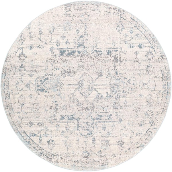 Wynne Light Gray 6 ft. 7 in. x 6 ft. 7 in. Round Area Rug