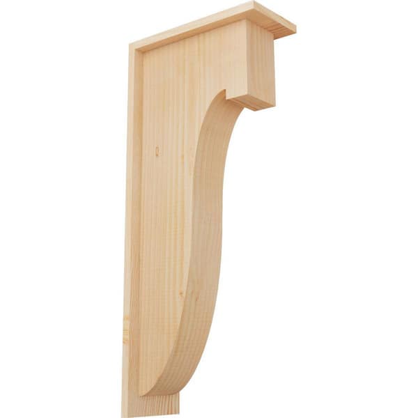 Ekena Millwork 5-1/2 in. x 12 in. x 28 in. Douglas Fir Del Monte Smooth Corbel with Backplate
