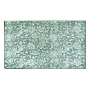 Kalini Green 3 ft. x 5 ft. Washable Accent Floral Area Rug