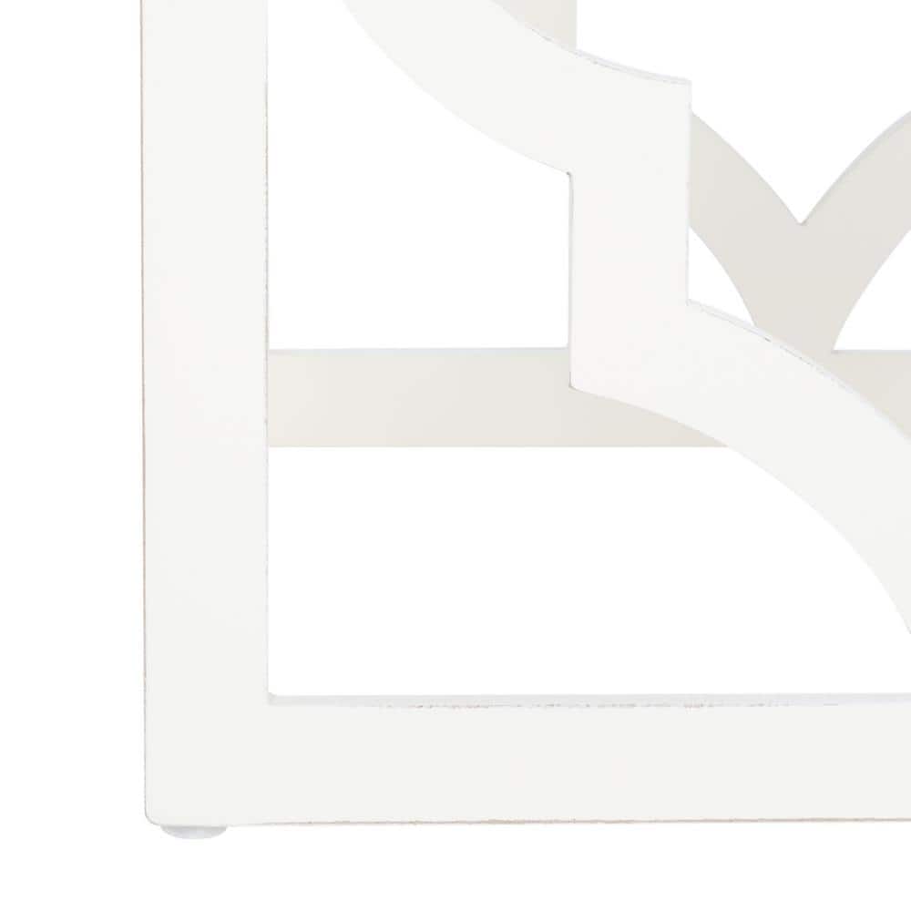 Cream Geometric Wood Square End Table