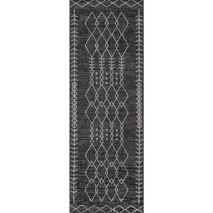 Villa Monaco Charcoal 2 ft. x 6 ft. Indoor Outdoor Runner Rug