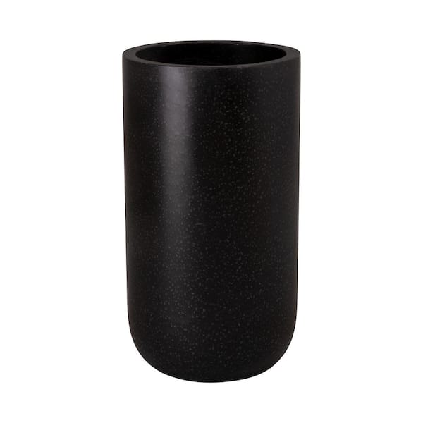 Emissary 16 in. L x 29.5 in. H Black Terrazzo Round Planter